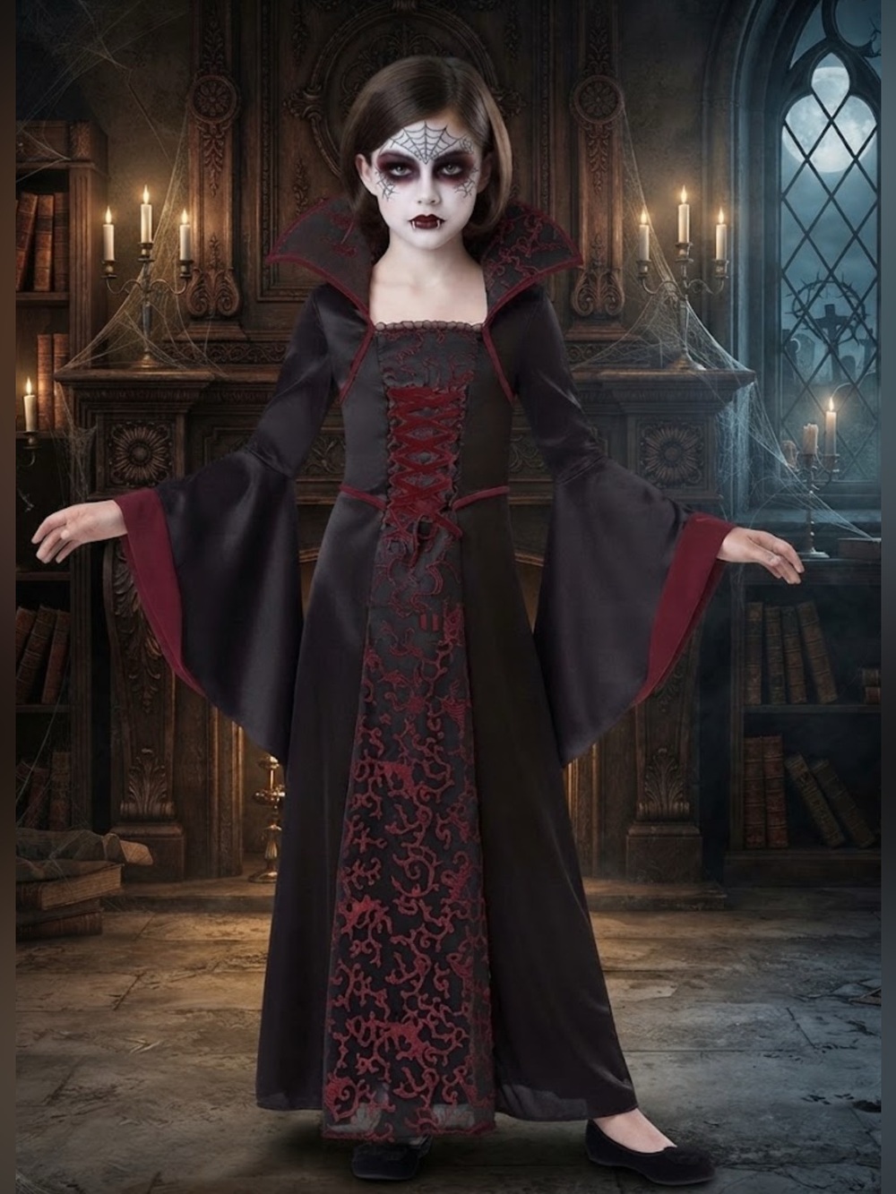California Costumes Collection Girls Royal Vampire Halloween corset dress Sz L